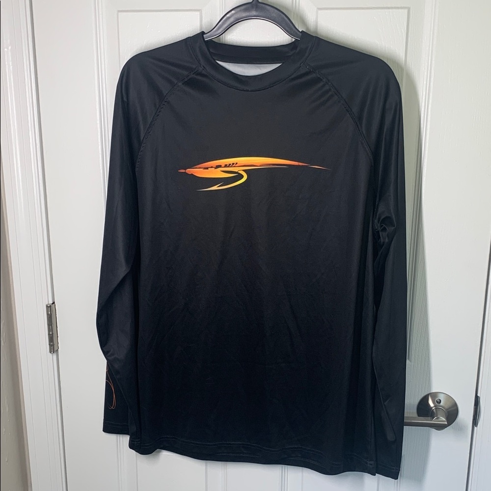 Spanish Fly long sleeved crewneck fishing shirt black size medium